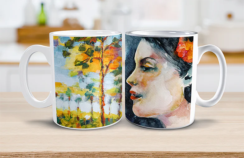 ["Personalised Photo Mugs from Printerpix", "Mother and baby holding a cup with a custom cartoon design from Printerpix and text 'Papa'", "Personalised photo mug with a picture of a crawling baby in an animal onesie", "Mother and daughter holding custom-designed photo mugs with family photos", "Kissing couple with personalised mugs with text", "Personalised photo mug with a custom photo of a dog on it", "", "", "", "", ""]||||||||||