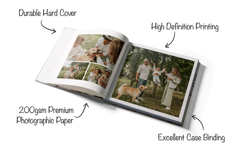 Familienfotoalbum mit benutzerdefiniertem Cover und Familiennamen