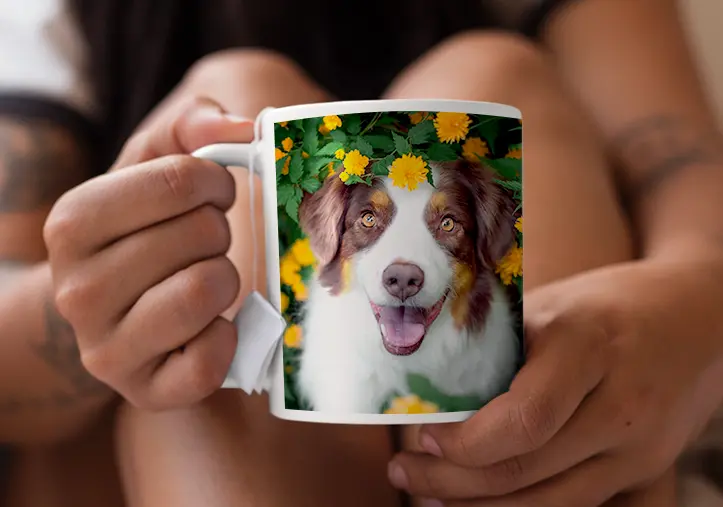 Personalisierte Fototasse mit Ihrem eigenen Foto eines Hundes