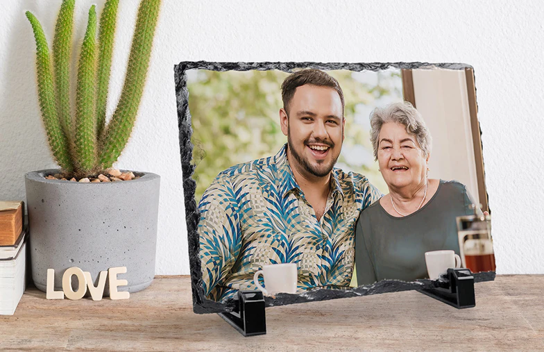 Personalisierte Geschenksteinplatte mit gedrucktem Bild